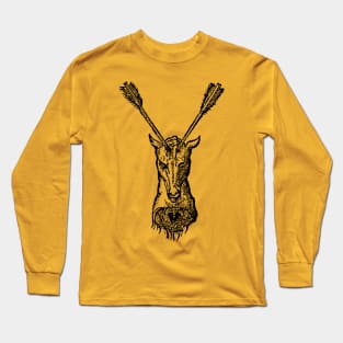 Deer ††††† Vintage Medieval Woodcut Style Illustration Long Sleeve T-Shirt